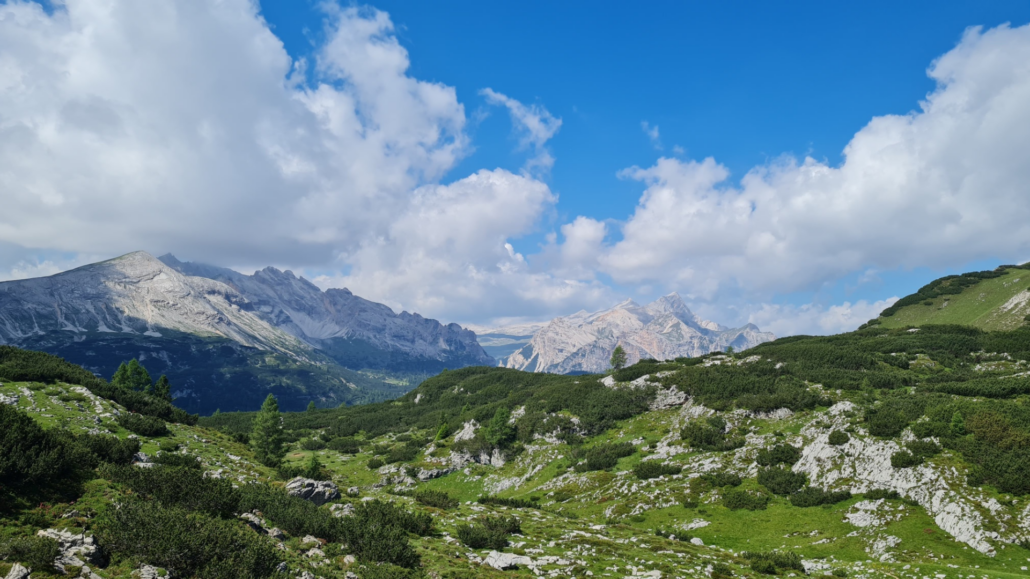 Wanderung Malga Ra Stua - Blick auf Kreuzkofelgruppe